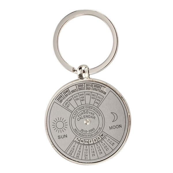 

keychain key ring metal perpetual calendar pattern, Silver