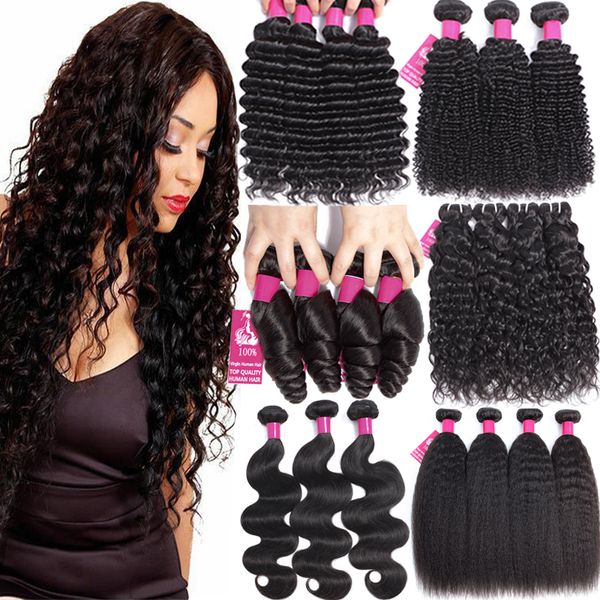 

9a brazilian virgin human hair weaves 3/4/5 bundles body wave straight loose deep kinky curly water remy hair natural black human hair weave