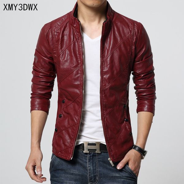 

2017 men's motorcycle leather jackets men autumn winter leather clothing men slim fit jackets male business casual coats, Black;brown