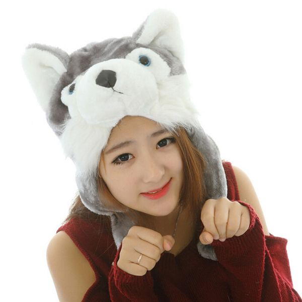 

kids gifts cute cartoon plush hat animal funny performance props costume cap soft adults, Blue;gray