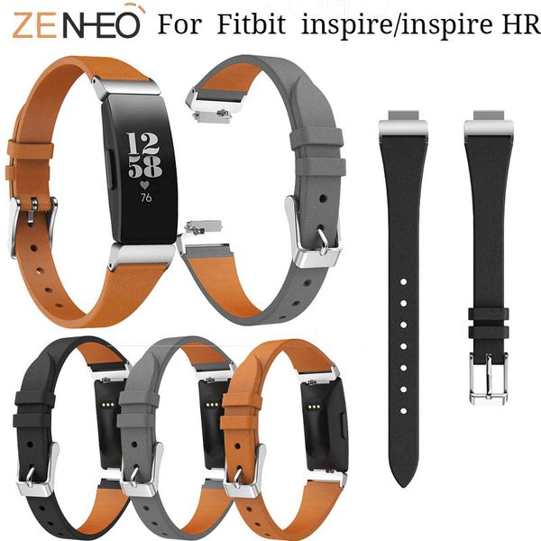 

leather wristband bracelet for inspire/ inspire hr watch straps band for inspire fitness tracker accessories bands, Black;brown