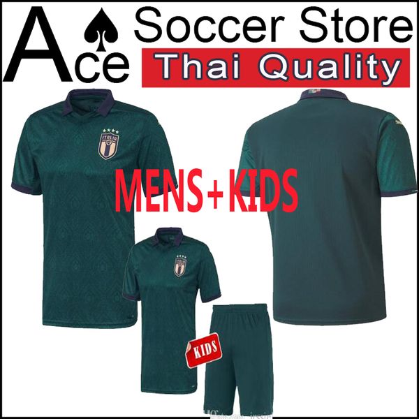 

2019 2020 new italy third away occer jer ey green maglie da calcio verratti jorginho romagnoli kid kit chie a bonucci child hirt
