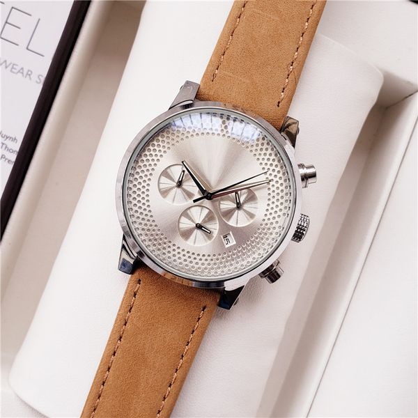 

swiss luxury watches mens watch time walker mont sub dial work functional chronograph quartz watches daydate waterproof montre de luxe, Slivery;brown