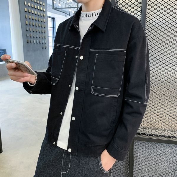 

panda stock 2020 spring men pure cotton jacket youth cool casual jacket 48465, Black;brown