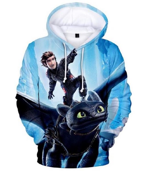 

boy girl hoodies sweatshirts kid clothes boys long sleeve tshirt costume how to train your dragon 3 cartoon 3d printed hoodies, Black