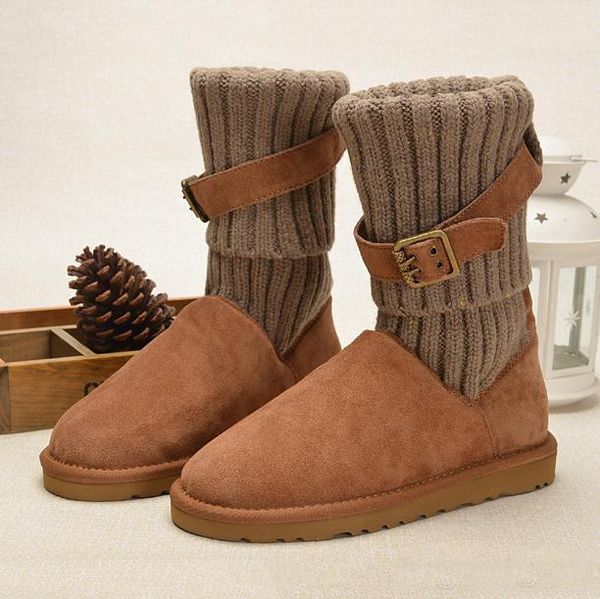 

новый ргд tall boots ботинок снежка свитер до колен сапоги австралии классический марка дизайнерская обувь женская девушка вязание шерсть ti, Black