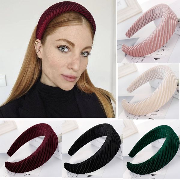 

2020 muticolor проложенных ободки velvet оголовье puffy губка толстых ободки урожай широкого оголовье для женщин ювелирных изделий волоса ha, Silver