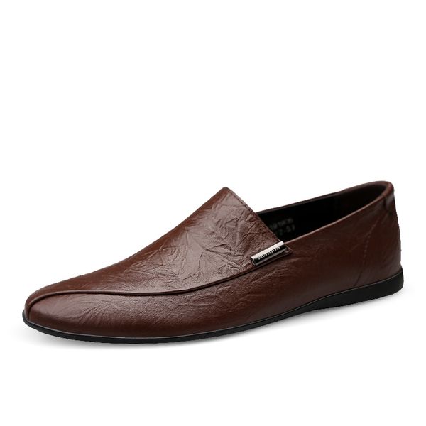 

2019 new classic comfortable men casual shoes loafers men shoes quality split leather flats soft plus size, Black