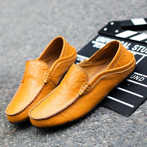 

cow leather beanie leather shoes men outdoor ins catwalk loafers men's moccasins zapatos de hombre chaussure homme buty meskie, Black