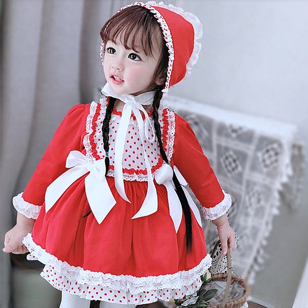 

cute baby clothes temperament girl spain elegant princess dress wedding birthday party children's dress children's clothing 0-6, Red;yellow