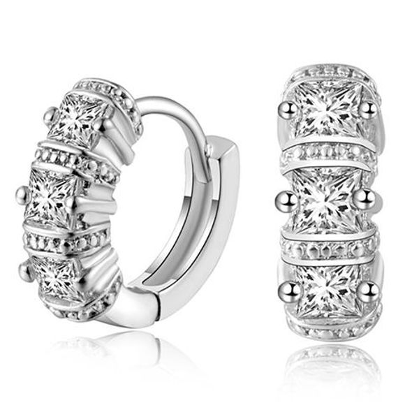 

women's silver plated shiny rhinestones huggie hoop ear stud earrings jewelry hot, Golden;silver