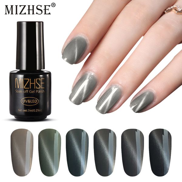 

mizhse 7ml magnetic gray cat eye gel nail polish lacquer soak off uv led long-lasting gel lacquer cat's eye nail varnishes, Red;pink