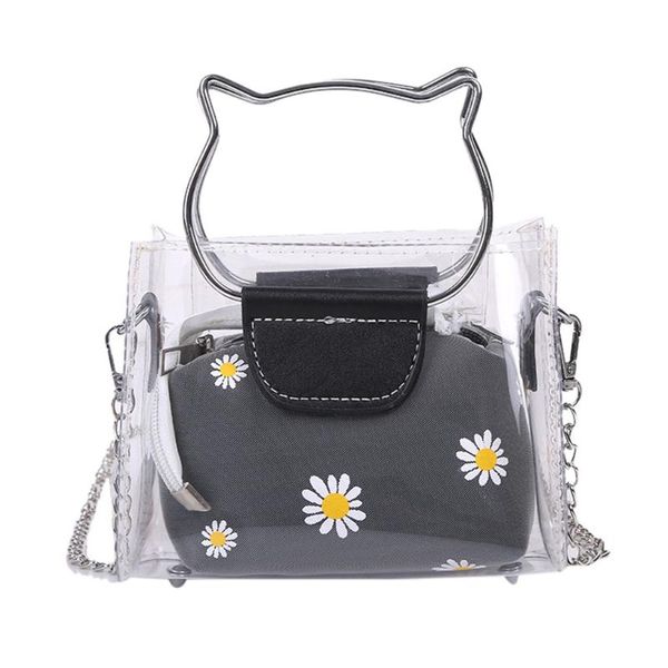 

bags women bags summer lwomen's messenger bag transparent chrysanthemum pattern two-piece bag