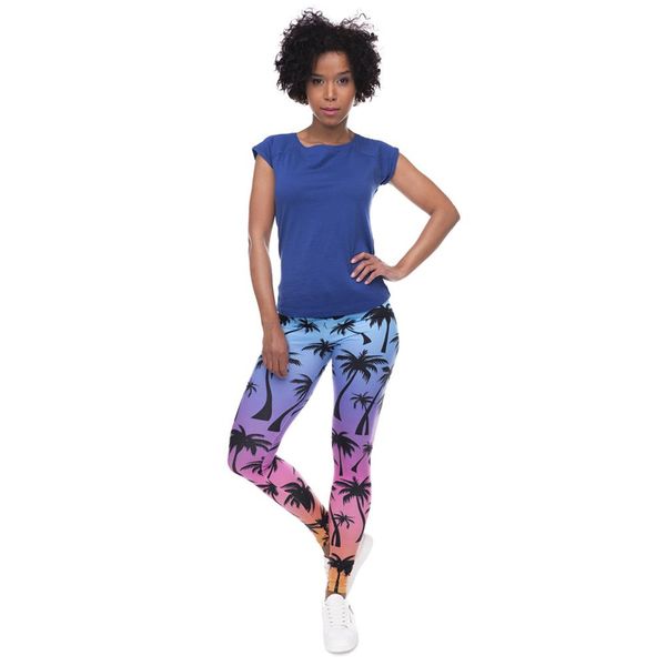 

new women legins mandala ombre blue printing legging fashion casual high waist woman leggings harajuku, Black