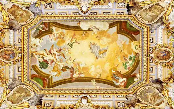 Dimensione compratore europeo lusso classico tridimensionale tetto del soffitto arte murale 3d carta da parati 3d carte da parati per tv sullo sfondo