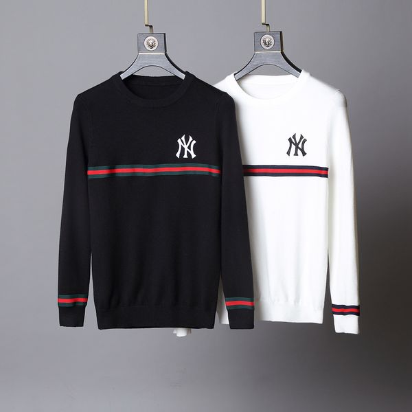 

new 2019ss sweater pullover brand men's striped monogrammed knitwear long sleeve brand pullover winter men's men's round coll, White;black