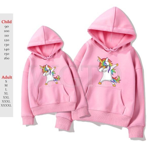 

2019 unicorn print boys girls sweatshirts family matching outfits toddler baby hoodies winter warm clothes parent-child outfit, Blue