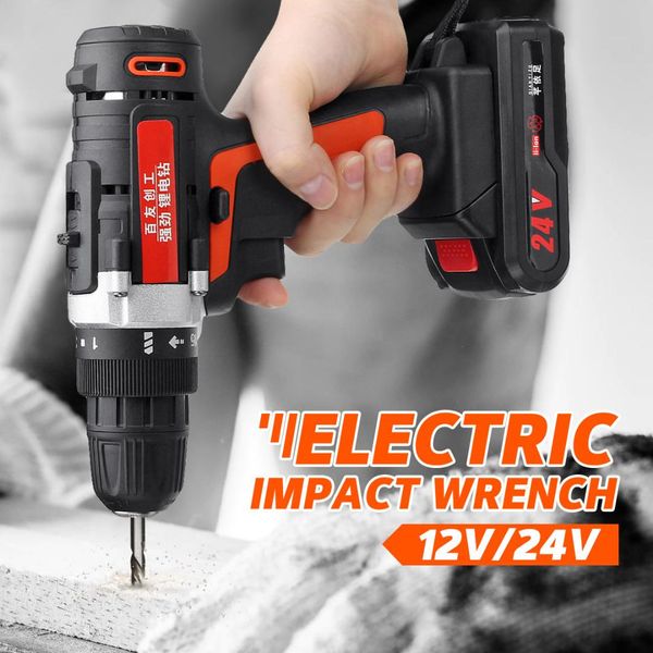 

new 12v/24v rechargeable battery cordless electric impact socket wrench car home dual speed hand drill power tools