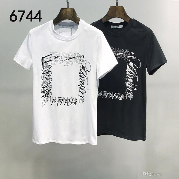 

2020ss spring and summer new high grade cotton printing short sleeve round neck panel t-shirt size: m--xl-xxl-xxxl color: black white q18, White;black