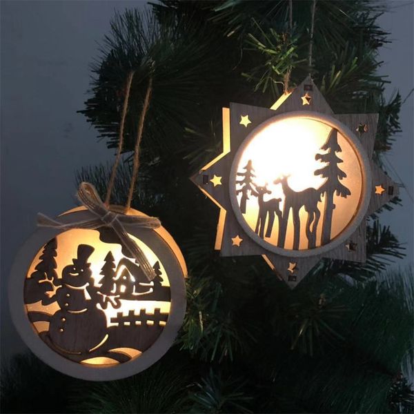 

wooden christmas ornaments 2020 happy new year christmas deer lamp deskdecoration tree decoration pendant navidad