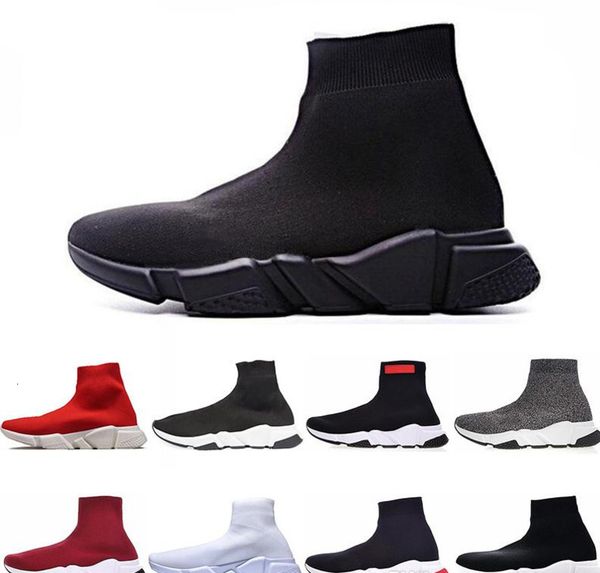 

2019 wholesale speed trainer fashion luxury sock shoes black white blue glitter flat mens trainers fashion sneakers women shoe size 36-45