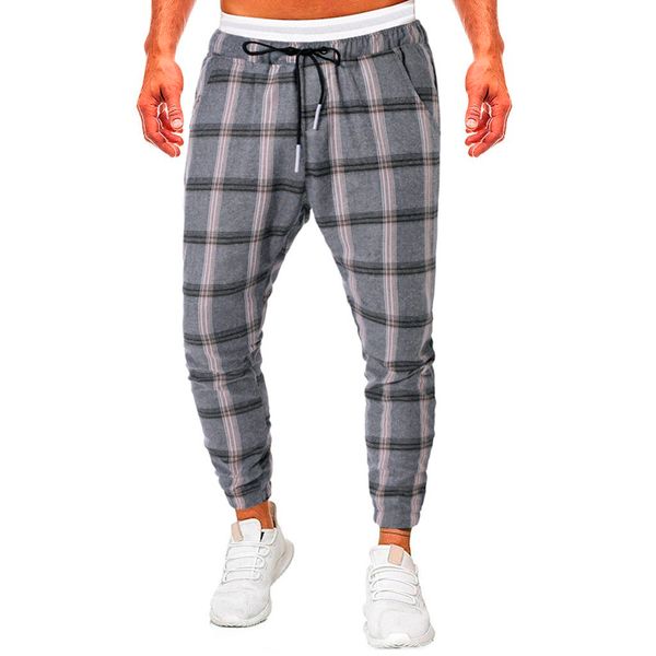 

plaid pants spring gyms mens joggers pants fitness streetwear fashion brand joggers sweatpants bottom men casual pants2019, Black