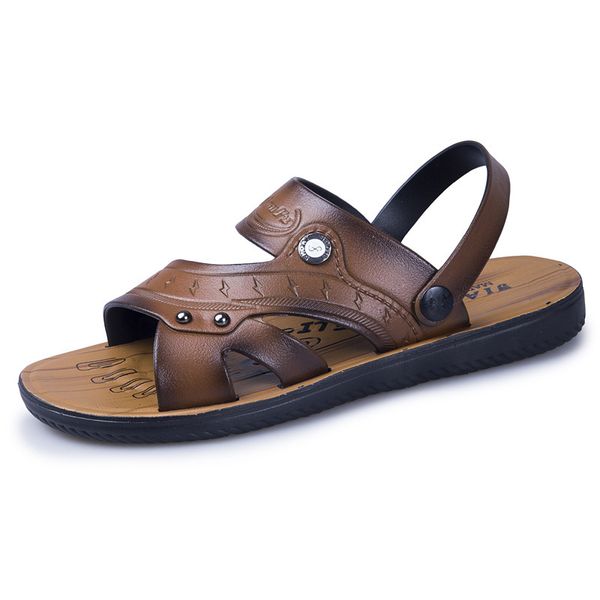 

men's sandals summer 2019 wear-resistant casual sandals anti-slip korean-style slipper men's dual purpose fashion, Black