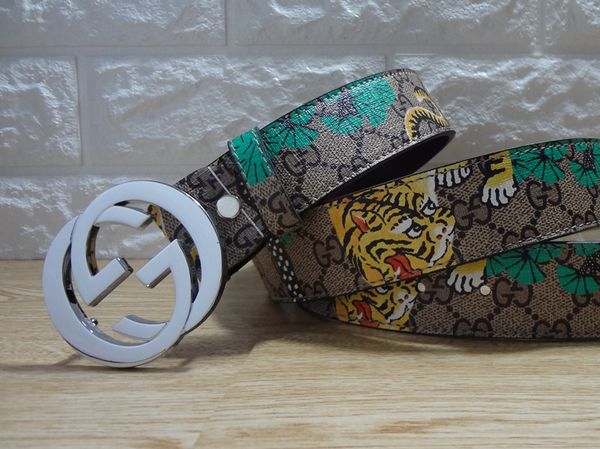 

new brand smooth buckle belt tiger designer genuine leather belts for men/women waist strap ing, Black;brown