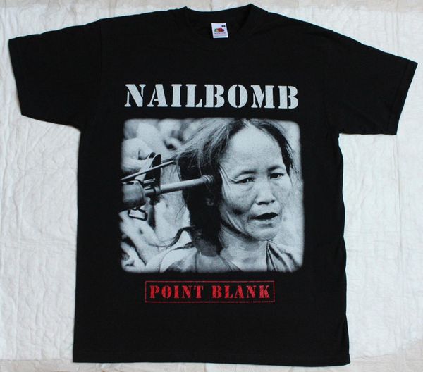 

s-5xl nailbomb point blank'94 sepultura cavalera thrash punk new black t-shirt 100% cotton tee shirt, wholesale tee, White;black