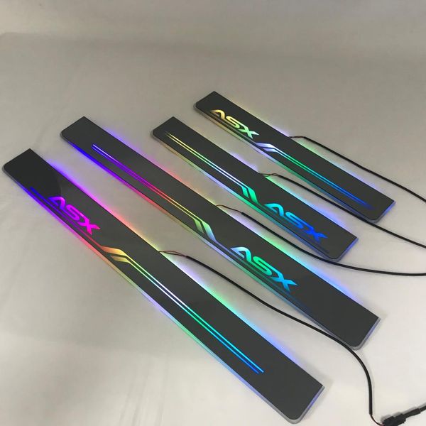 

rqxr led moving door scuff for mitsubishi asx dynamic door sill plate flat lining overlay flowing/still light, 4pcs