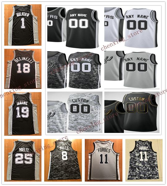 

printed men marco 18 belinelli jakob 25 poeltl lonnie 1 walker iv luka 19 samanic dejounte 5 murray keldon 3 johnson chimezie 7 metu jerseys, Black