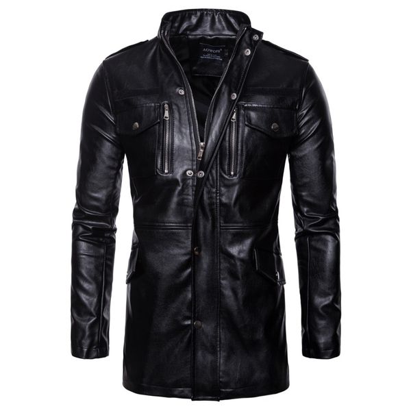 

retro classic motorcycle jacket men pigskin moto jacket motorcycle clothing biker coats windproof m-5xl, Black