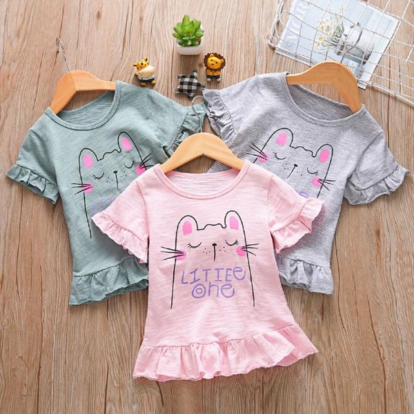 

2020 новое летнее платье для девочек малышей baby girls мультфильм кошка письмо ruched dress princess dresses одежда для модных девочек 1-6, Red;yellow