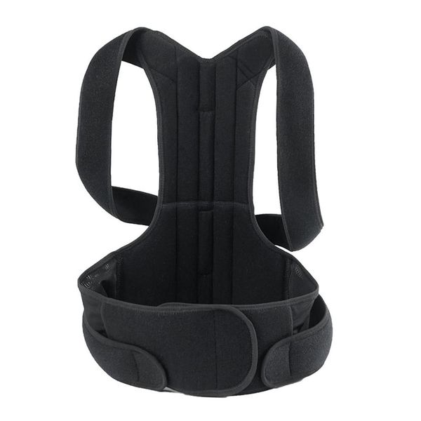 

back posture corrector shoulder lumbar brace spine support belt adjustable corset posture correction belt body health care, Black;blue