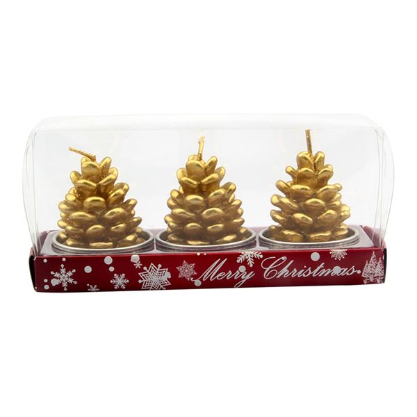 

3pcs/set christmas party decorations santa snowman pine cone candles for holiday celebration supplies