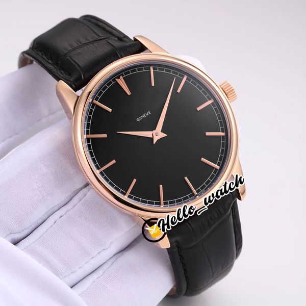 

new traditionnelle 43075/000r-b404 43075 asian 2813 automatic mens watch rose gold case black dial leather strap gents watches hello_watch, Slivery;brown