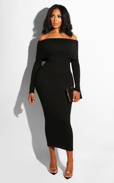 

Womens Summer Designer Slash Neck Boydon Dresses Long Sleeve A Line Solid Color Female Clothing Fashion Style Casual Apparel