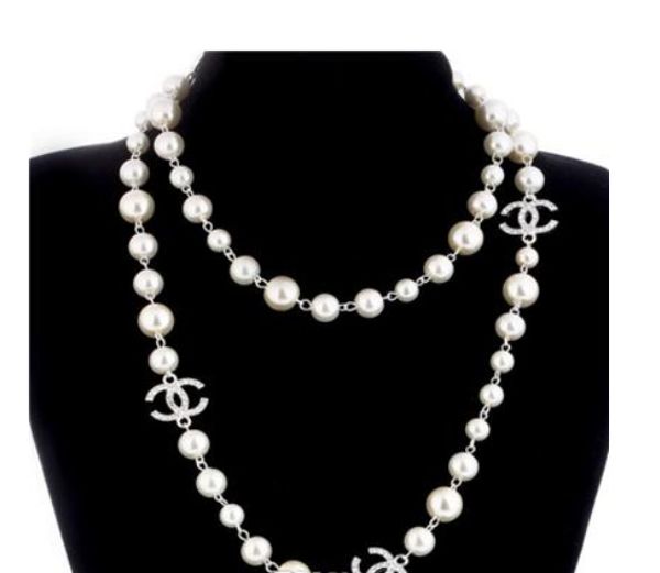 

new women fashion necklace natural pearl necklace sweater multilayer diamond necklace import crystal brooch bridal jewelry jewelry, Silver