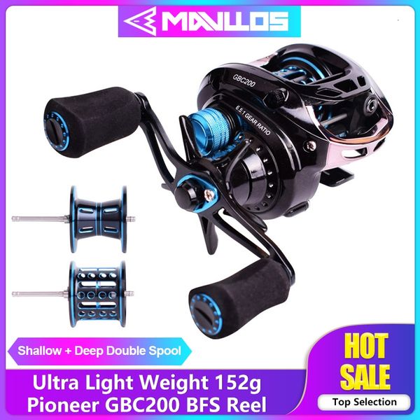 

mavllos pioneer gbc200 bfs fishing reel baitcasting reel left right hand double metal spool ultralight fishing bait casting