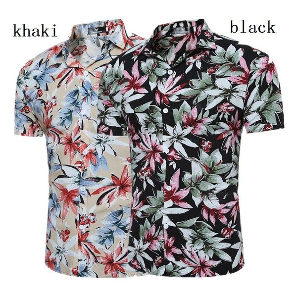 

vogue brand floral printed casual men shirts fashion classic men dress shirt spring summer tees short sleeve shirt, White;black