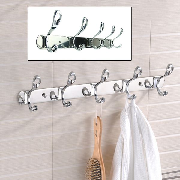 

1/3/5/6pcs kitchen bathroom towel clothes hooks rack stainless steel wall mounted hooks home storage organizer