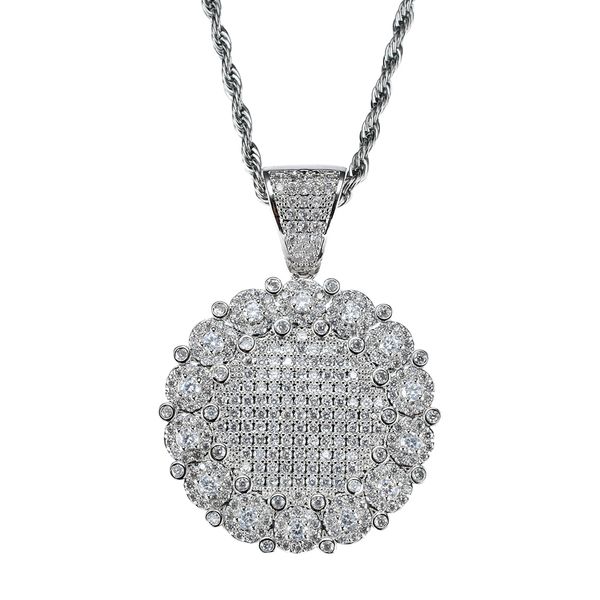 

wholesale- hip hop sunflower pendant copper micro pave with cz stones necklace jewelry for men and women cn024, Silver