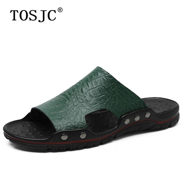 

tosjc mens slippers summer casual beach shoes outdoor male anti-skating sandals new breathable flip flops large size 48, Black