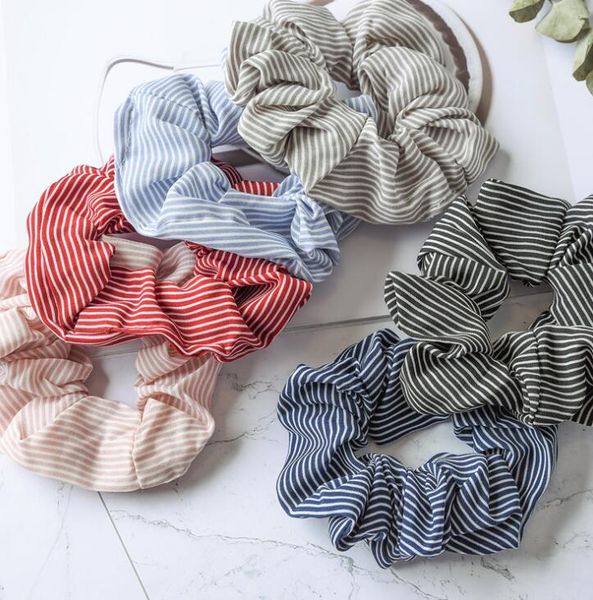 

women girls striped hair ornaments sweet scrunchies elastic ring hair ties accessories ponytail holder hairbands rubber band scrunchies, Slivery;white
