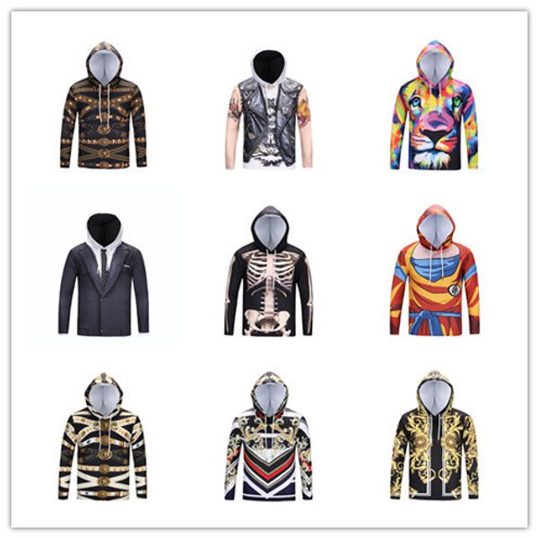 

мужская дизайнерская 3d с капюшоном с длинным рукавом футболка поддельные два творческих цифровой печати толстовка пуловер спортивная эласти, White;black
