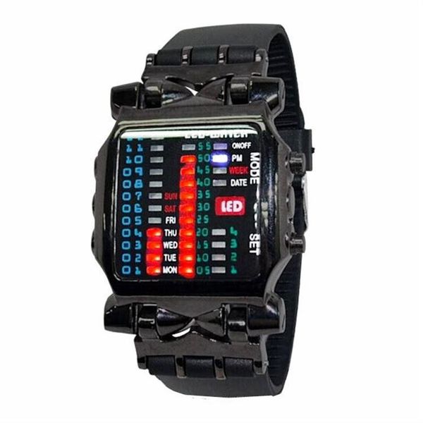 

binary led watch creative crab silicone led light watch student individual factory wholesale, Slivery;brown
