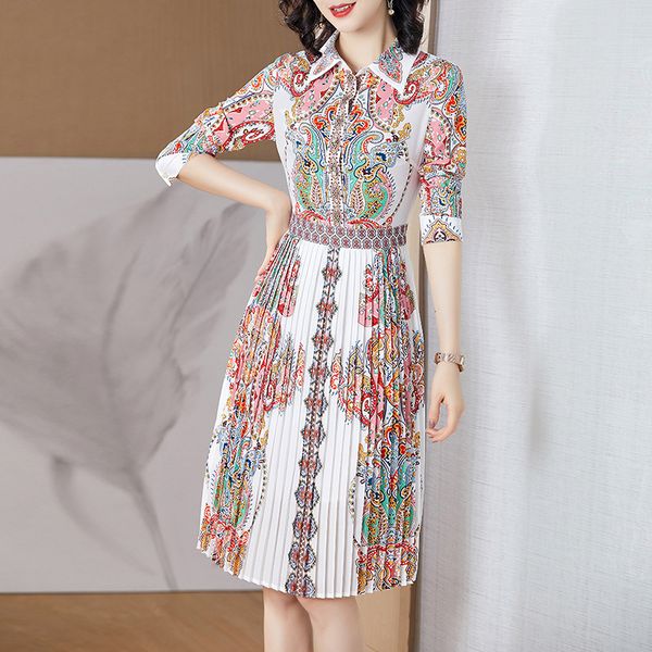 

2020 fashion new summer women's skirts fat girls chiffon trend print mid-length dress