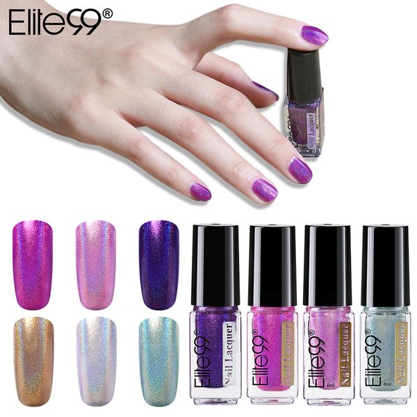 

elite99 6ml holographic laser nail polish pretty shiny mirror glitter nail art design holographic polish lacquer