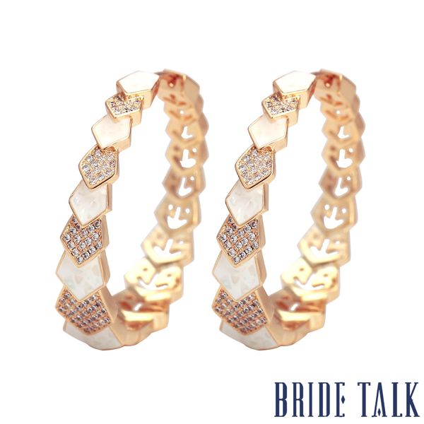 

bride talk american and european simple straw-qq earring in copper jewelry round zircon earrings gold and silver ladies jewelry, Golden;silver