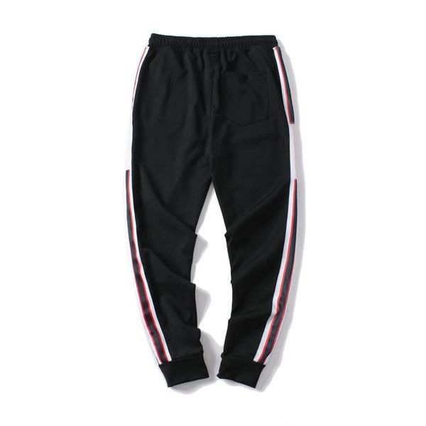 

mens luxury jogger pants new branded drawstring sports pants high fashion 4 colors side stripe designer joggers, Black